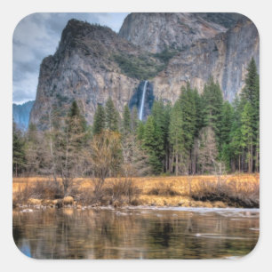 Yosemite Scenic Falls Square Sticker
