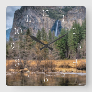 Yosemite Scenic Falls Square Wall Clock