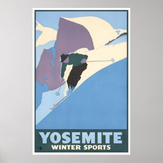 Yosemite Ski Poster National Park Print Travel Art