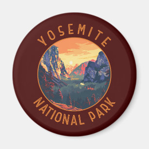 Yosemite Sunset National Park Retro Distressed Magnet