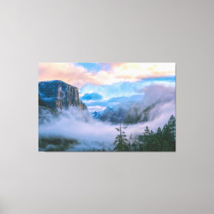 Yosemite Tunnel View in the Mist at Sunrise Canvas Print