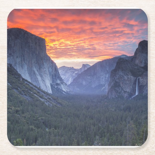 Yosemite Tunnel View Square Paper Coaster (Front)