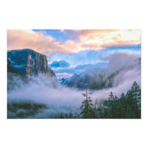 Yosemite Tunnel View with Fog Photo Print