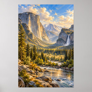 Yosemite Valley El Capitan and Waterfall Wall Art
