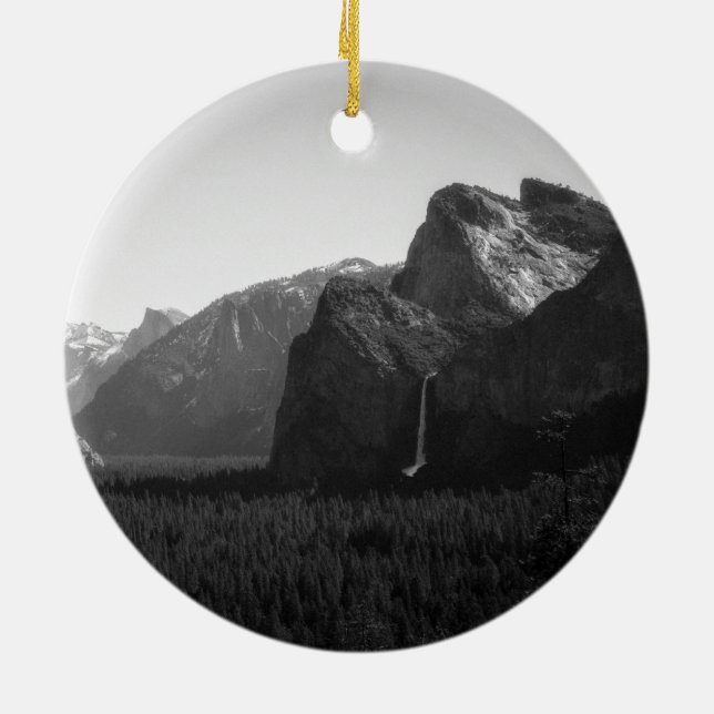 Yosemite Valley from Tunnel View Ceramic Tree Decoration (Back)