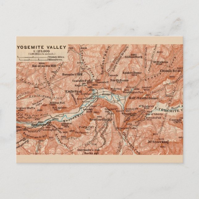  Yosemite Valley Map Postcard (Front)
