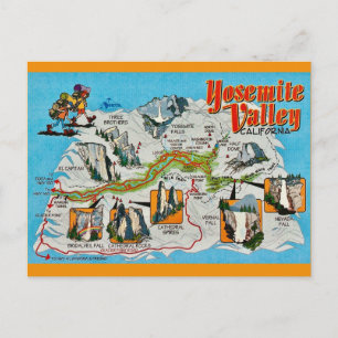 Yosemite Valley Map Postcard