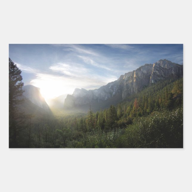 Yosemite Valley Sunrise from Inspiration Point Rectangular Sticker (Front)