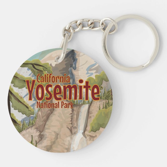 Yosemite Vintage Poster Key Ring (Back)