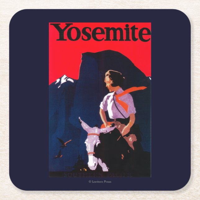 Yosemite Vintage PosterYosemite, CA Square Paper Coaster (Front)