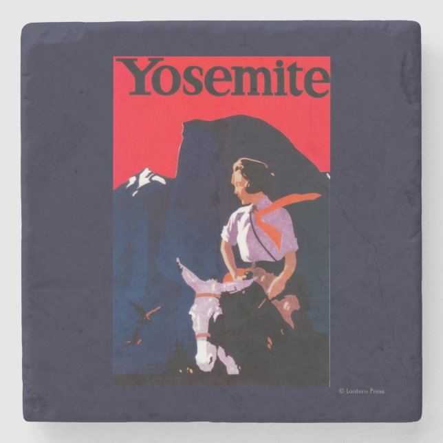 Yosemite Vintage PosterYosemite, CA Stone Coaster (Front)
