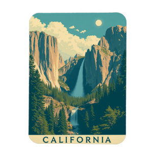 Yosemite Waterfall Vintage Retro  Magnet