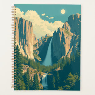 Yosemite Waterfall Vintage Retro  Planner