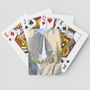 Yosemite Waterfalls   National Park Watercolor Playing Cards