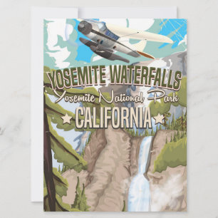 Yosemite Waterfalls vintage travel poster Invitation