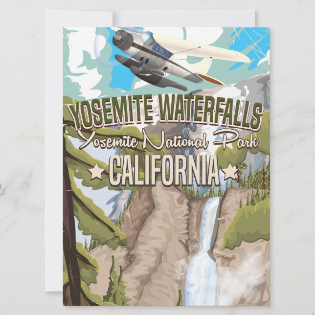 Yosemite Waterfalls vintage travel poster Invitation (Front)