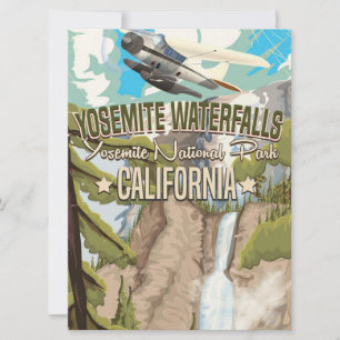 Yosemite Waterfalls vintage travel poster Invitation