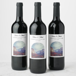 Yosemite Wedding Favour Personalised Wine Label