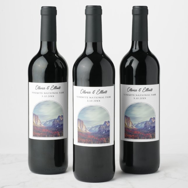 Yosemite Wedding Favour Personalised Wine Label (Bottles)