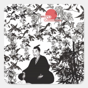 Yoshida Shoin and Birds Square Sticker