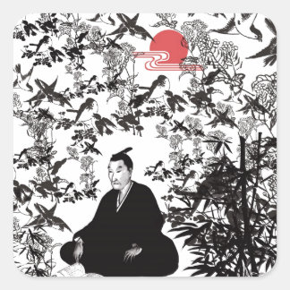 Yoshida Shoin and Birds Square Sticker