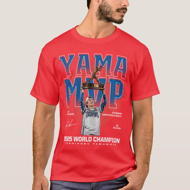 Yoshinobu Yamamoto 2025 Los Angeles MVP World Cham T-Shirt (Front)