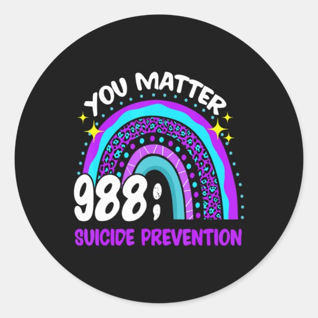 You 988 Suicide Prevention Awareness Leopar  Classic Round Sticker (Front)