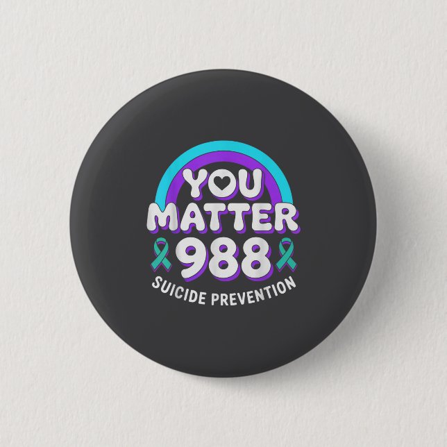 You 988 Suicide Prevention Awareness Rainbow Ribbo 6 Cm Round Badge (Front)