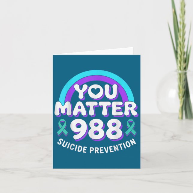 You 988 Suicide Prevention Awareness Rainbow Ribbo Card (Front)