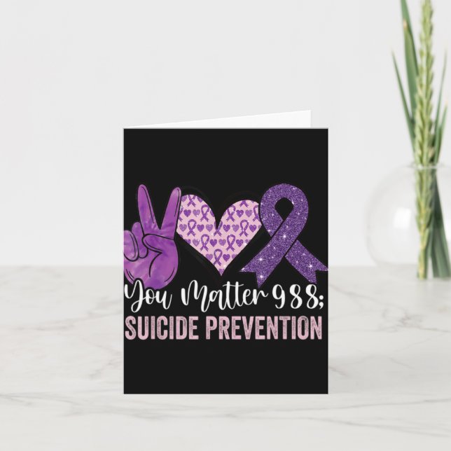 You 988 Suicide Prevention Awareness Ribbon  Card (Front)