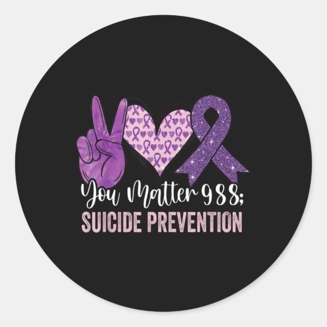 You 988 Suicide Prevention Awareness Ribbon  Classic Round Sticker (Front)