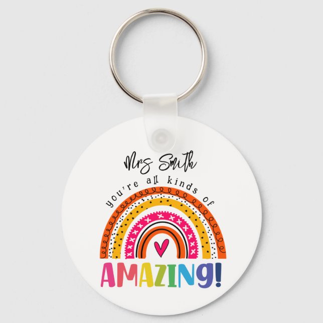 you all kinds of amazing teacher gift key ring (Front)