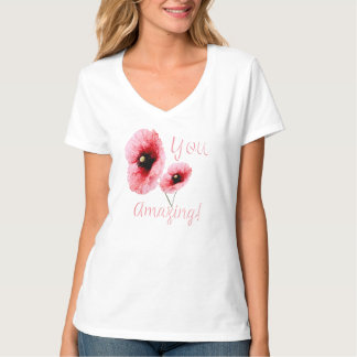  You Amazing Red Floral Women's T-Shirt