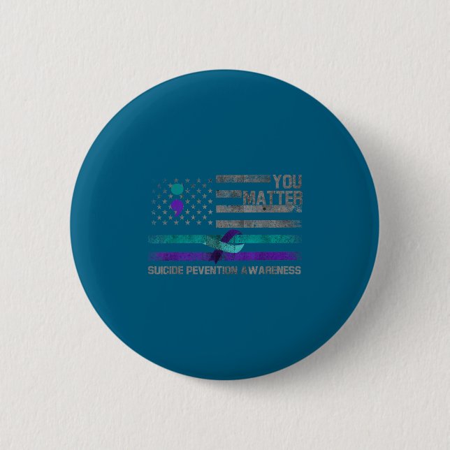 You American Flag Suicide Prevention Awareness  6 Cm Round Badge (Front)