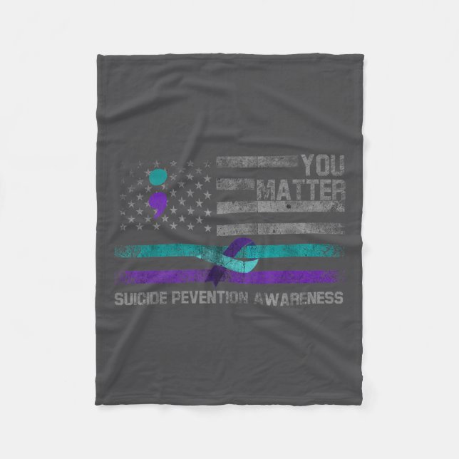 You American Flag Suicide Prevention Awareness  Fleece Blanket (Front)