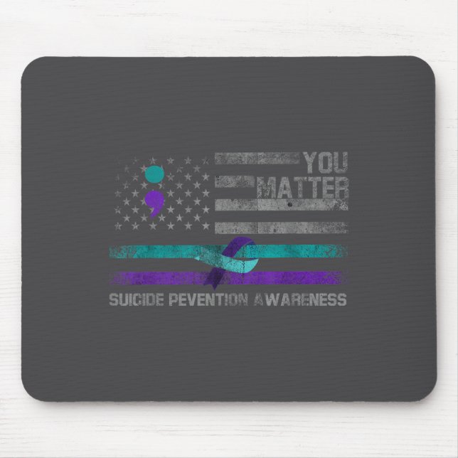 You American Flag Suicide Prevention Awareness  Mouse Mat (Front)
