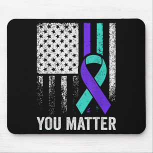 You American Flag Teal Purple Men Mental Health  Mouse Mat