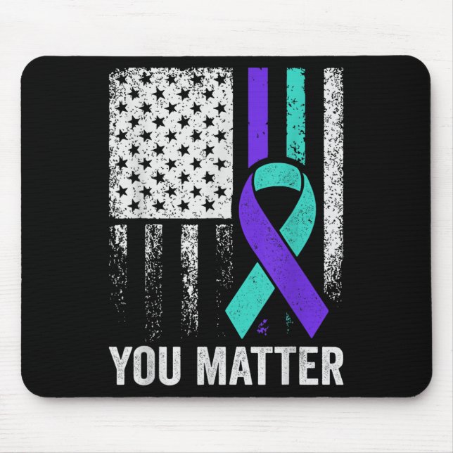 You American Flag Teal Purple Men Mental Health  Mouse Mat (Front)