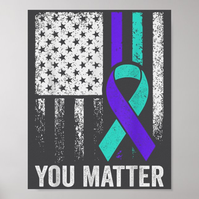 You American Flag Teal Purple Men Mental Health  Poster (Front)