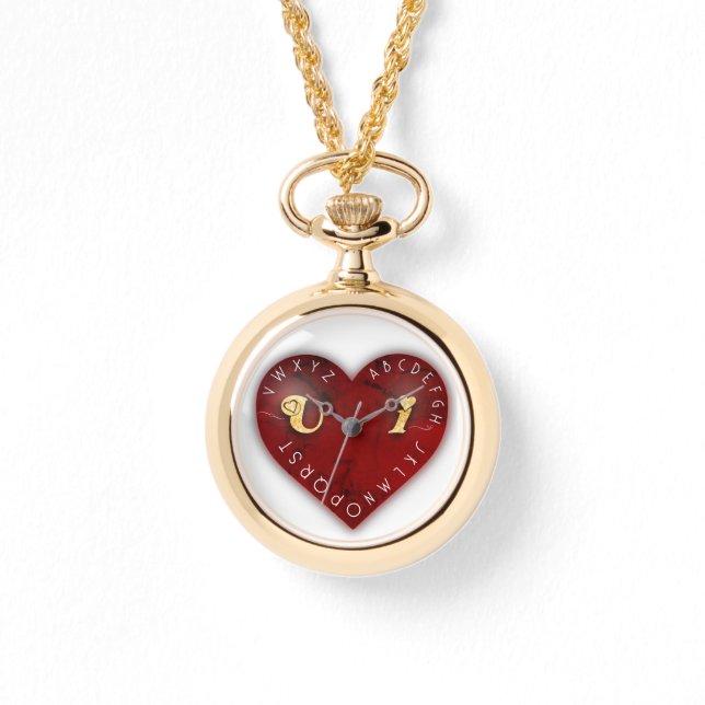 You and I - alphabet game on a red heart Watch (Front)