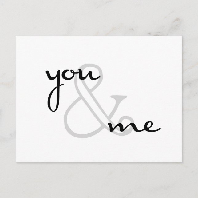 you and me black white modern postcard (Front)