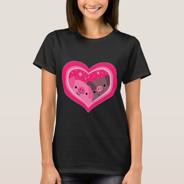 You And Me (Cute Cartoon Pigs) Women T-Shirt (Front)