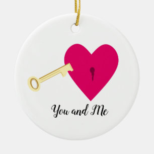 You and Me Heart and Key Ceramic Tree Decoration