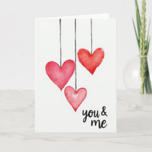 You And Me Hearts Love Card