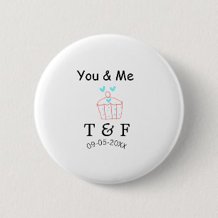 You and me love cup cake red valentine's day name 6 cm round badge