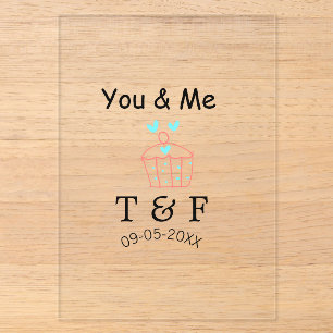 You and me love cup cake red valentine's day name acrylic invitations