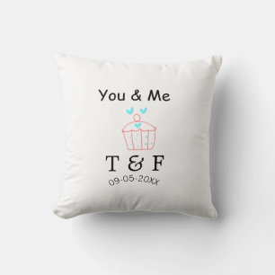 You and me love cup cake red valentine's day name  cushion
