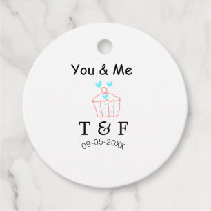 You and me love cup cake red valentine's day name favour tags