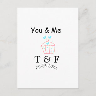 You and me love cup cake red valentine's day name  postcard
