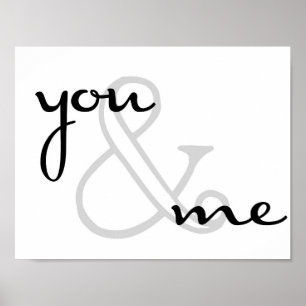 you and me modern design black white love poster